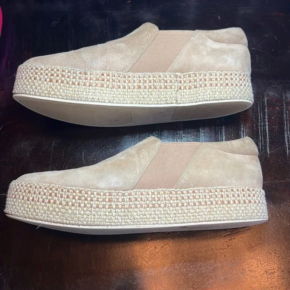 VINCE. Blush Straw Tweed Platform Sneakers - Picture 3 of 9